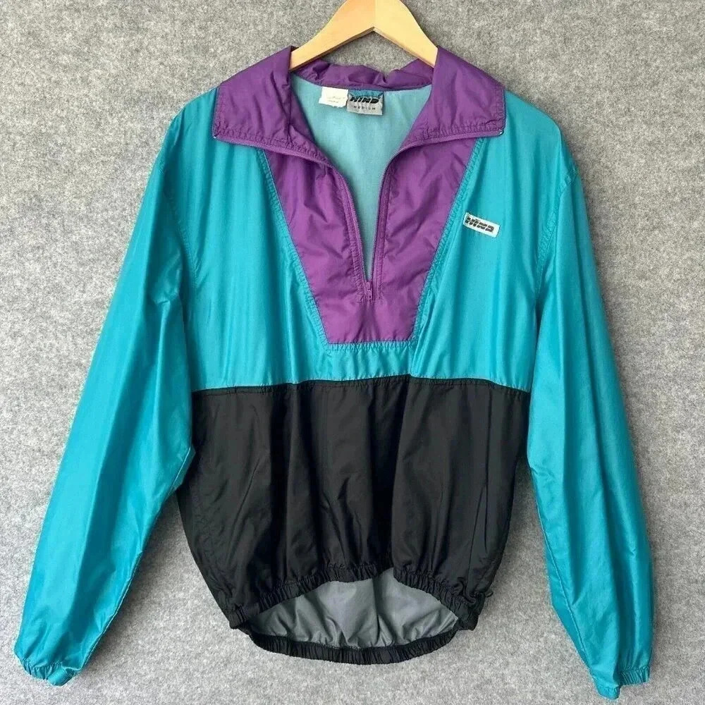 Vintage 90s Hind Windbreaker Womens Medium Colorblock Packable Outdoors Jacket